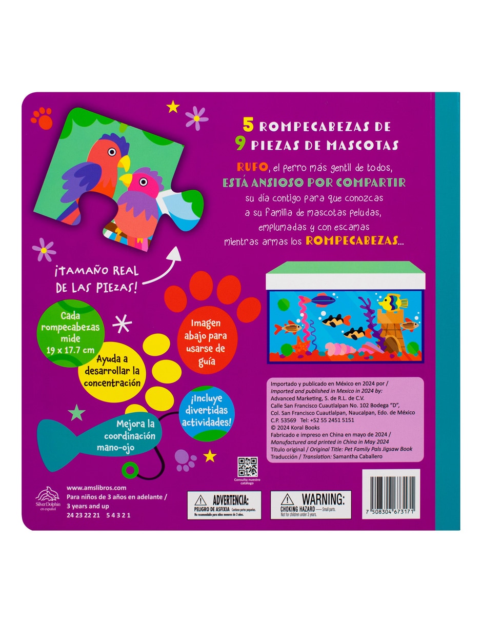 Libro Libro de rompecabezas mascotas divertidas de Silver Dolphin 2