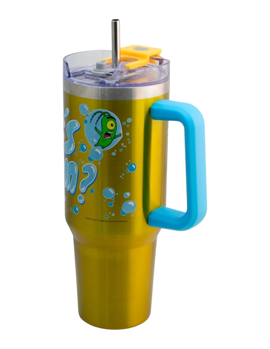Termo de acero inoxidable Bob Esponja con tapa rosca 4