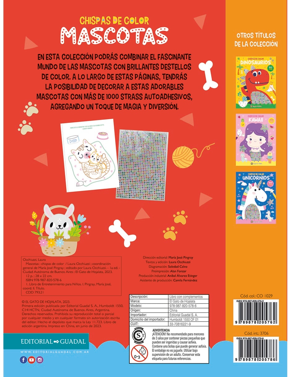Libro Chispas de Color-Mascotas de Editorial Guadal