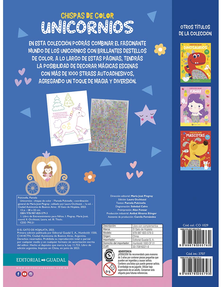Libro Chispas de Color: Unicornios de Editorial Guadal Libro Chispas de Color: Unicornios de Editorial Guadal