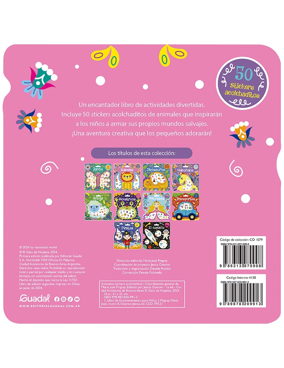 Libro Animales-Stickers Acolchaditos de El Gato de Hojalata
