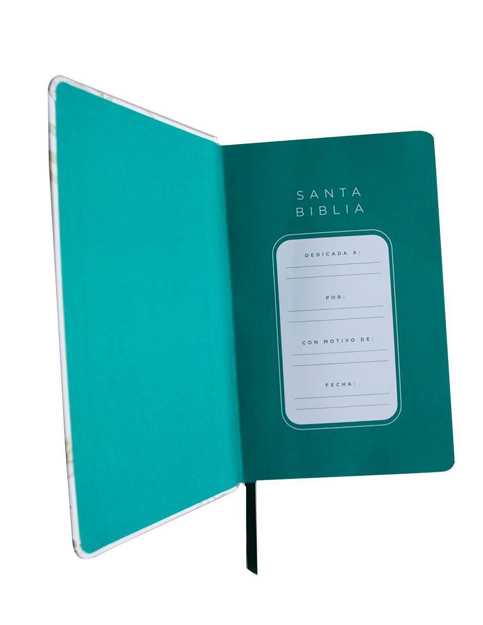 Libro Biblia RVR 1960 Letra Grande Tamaño Manual Ultrafina Tapa Dura Con Flores Blancas Y Cantos Pintados de Reina Valera