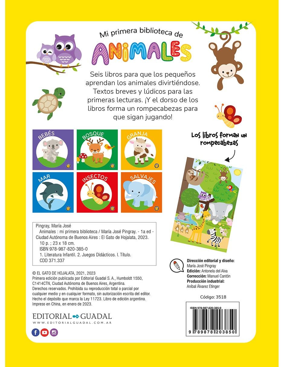 Libro Mi primera biblioteca de: animales de Editorial Guadal