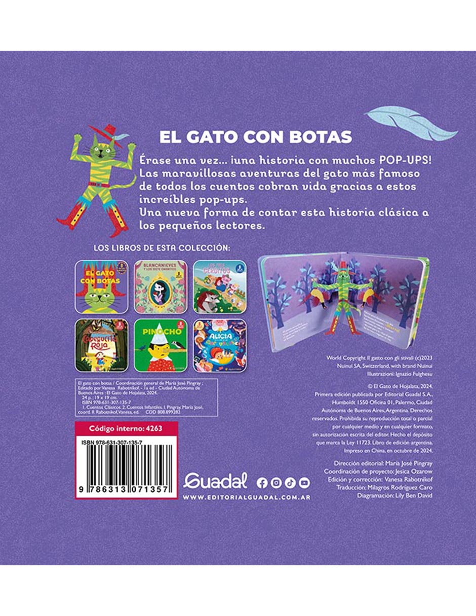Libro El Gato Con Botas Pop Up de Editorial Guadal