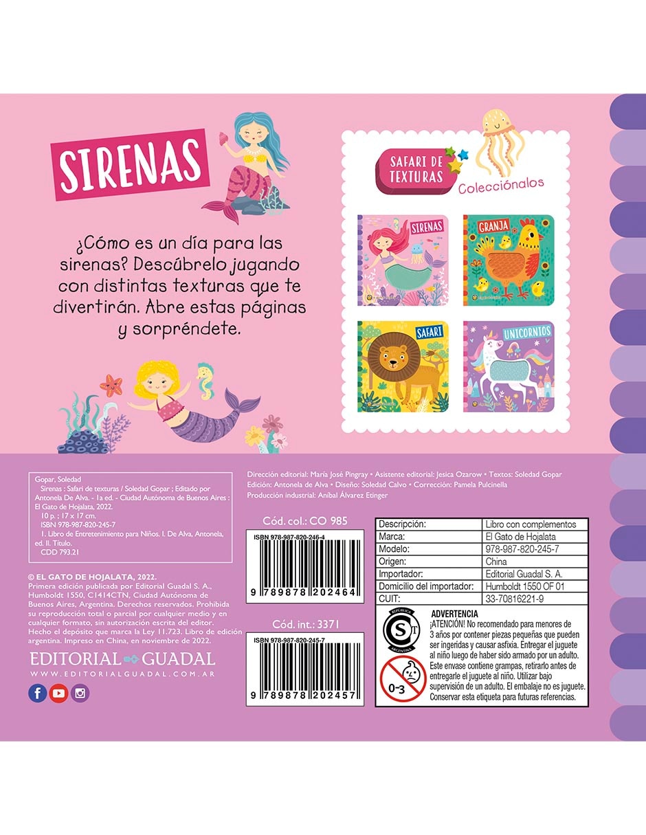 Libro Safari De Texturas: Sirenas de El Gato de Hojalata 2