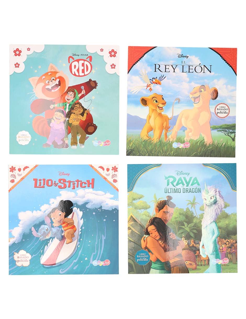 Set 4 libros Raya y el Último Dragón + Red + El Rey León + Lilo & Stitch de 1