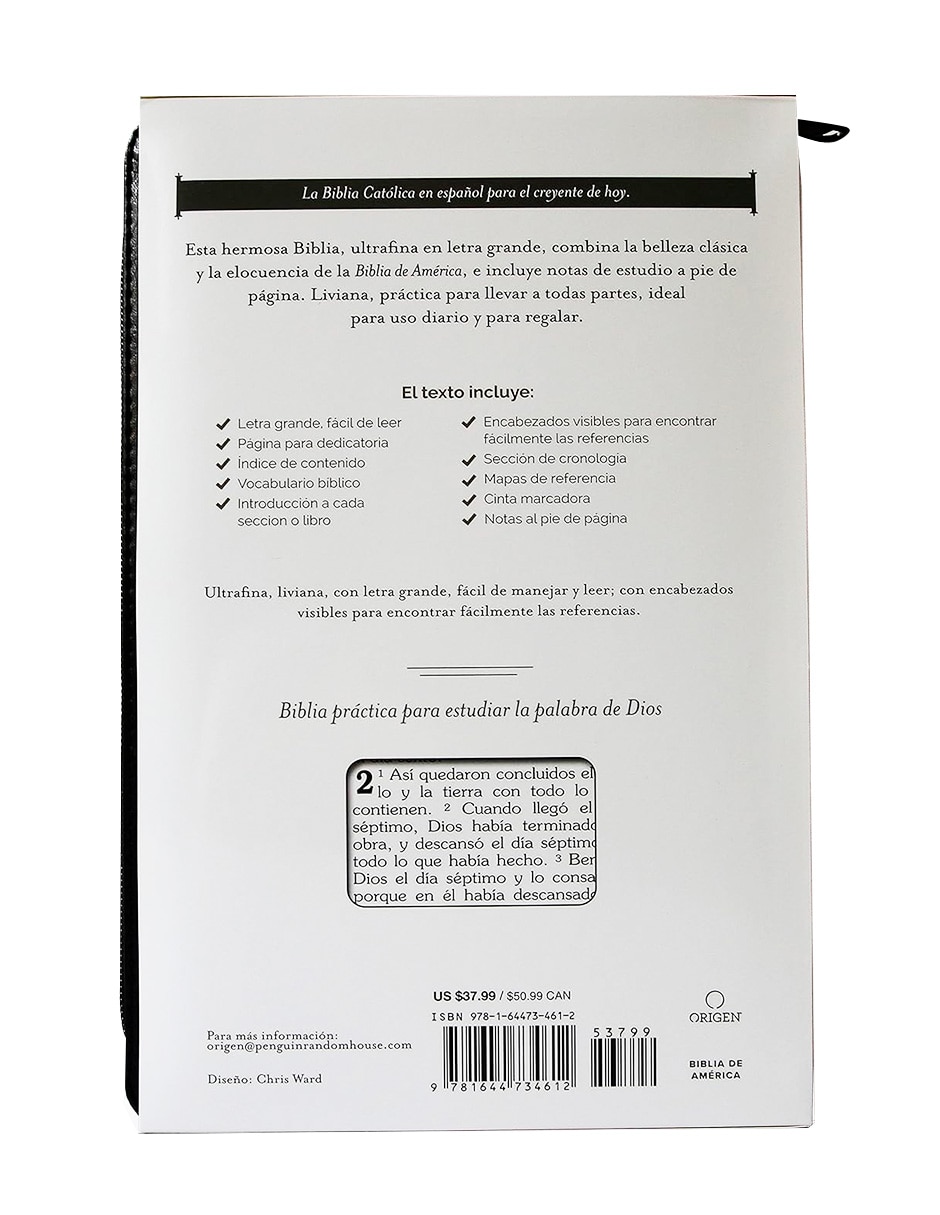 Libro Biblia Católica letra y tamaño grande de Biblia de América