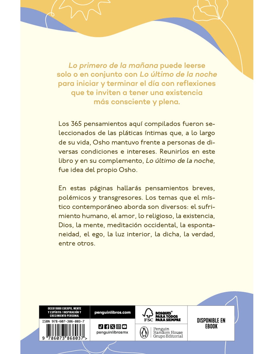 Libro Lo Primero De La Mañana de Osho