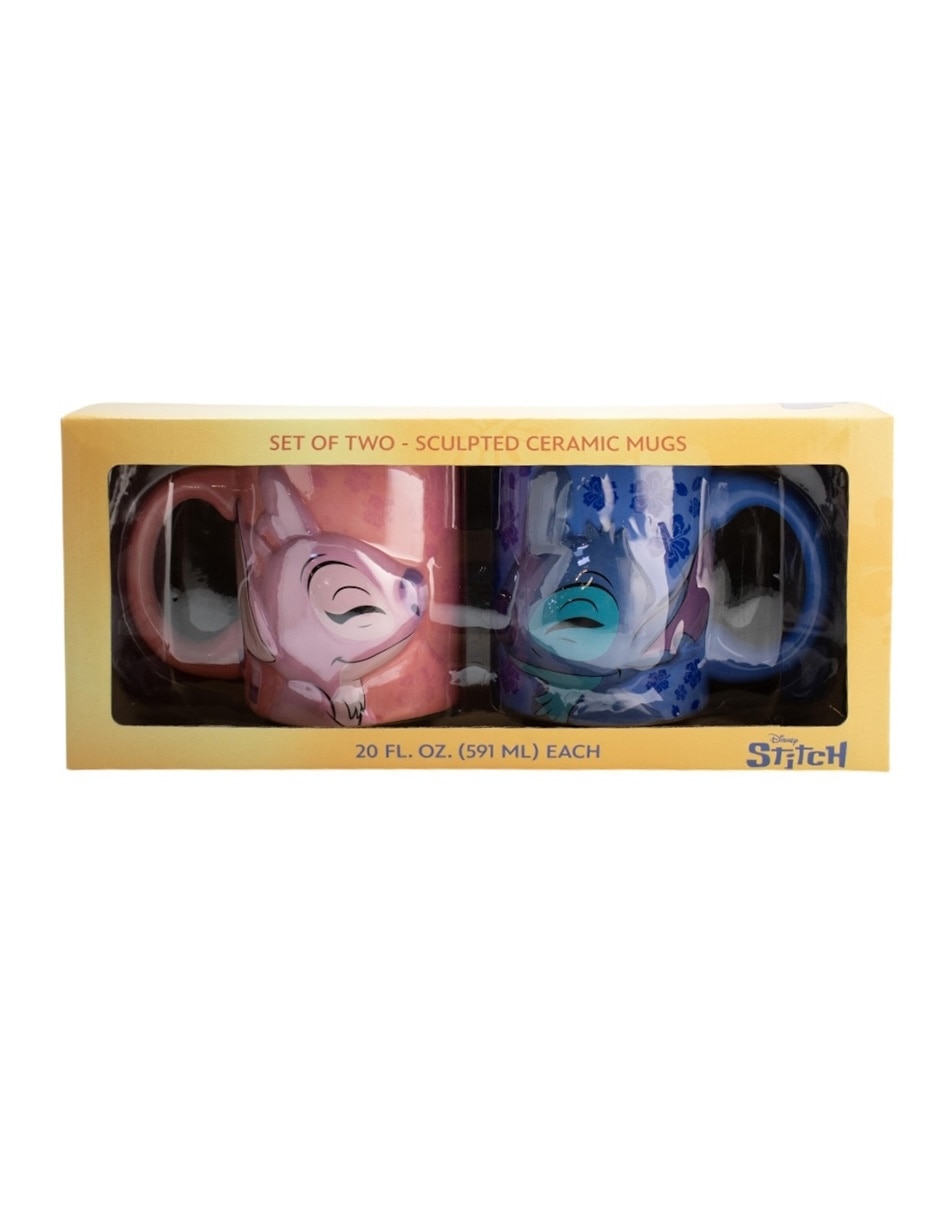 Set de tazas de colección disney stitch y ángel 3