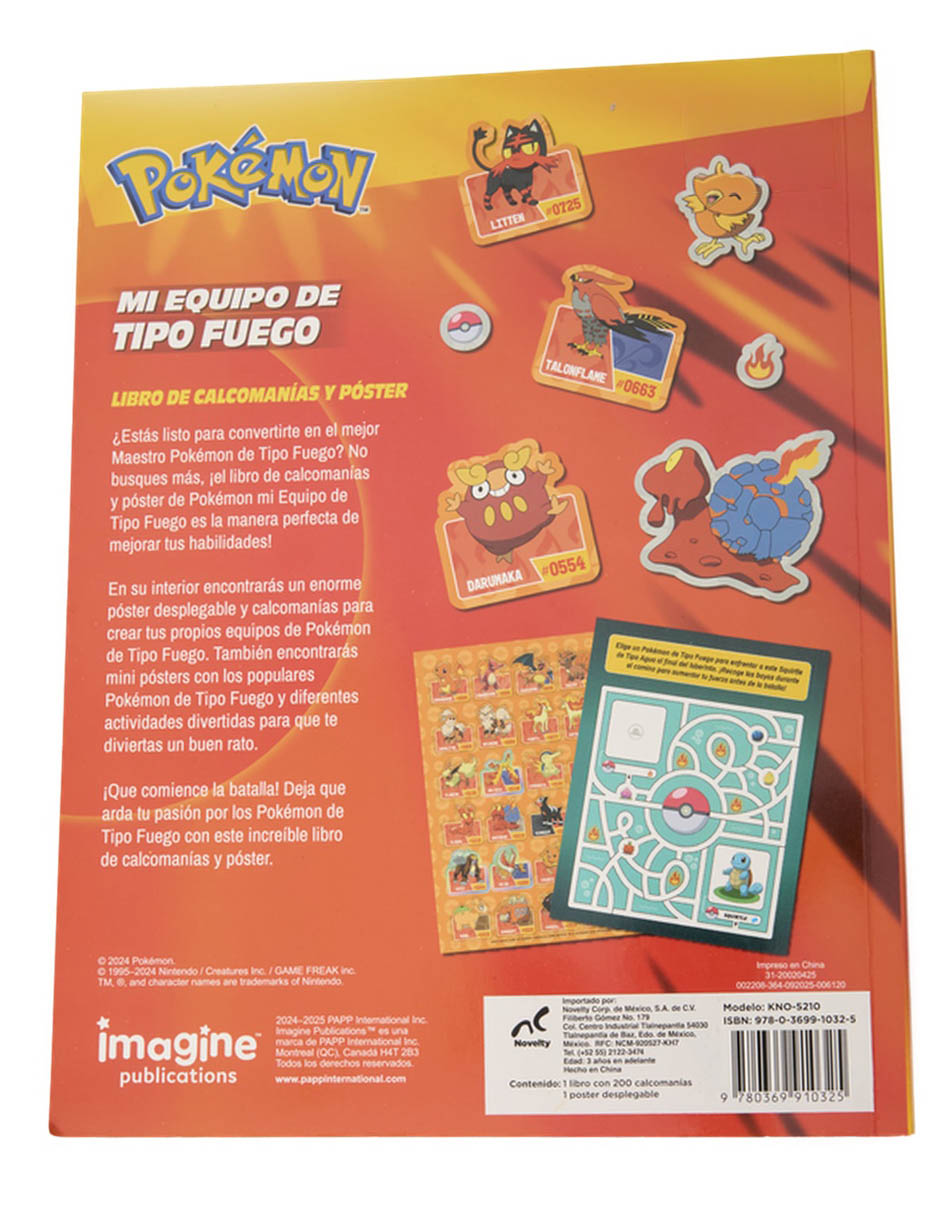 Libro De Actividades Pokémon Con Stickers (Fuego) de 3