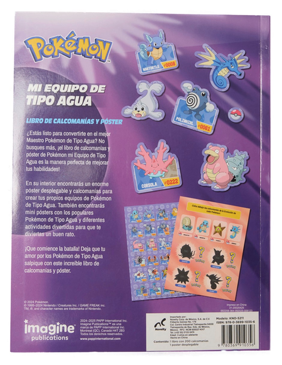 Libro De Actividades Pokémon Con Stickers (Agua) de