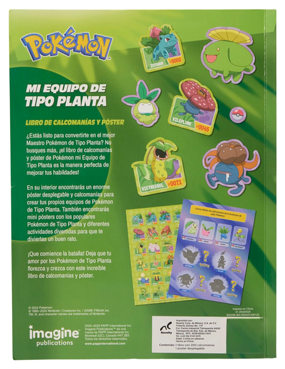 Libro De Actividades Pokémon Con Stickers (Planta) de Corp