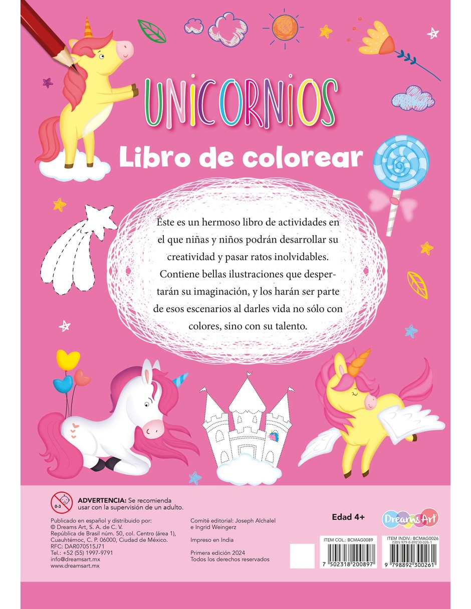 Libro Color con stickers Unicornios de Dreams Art 2