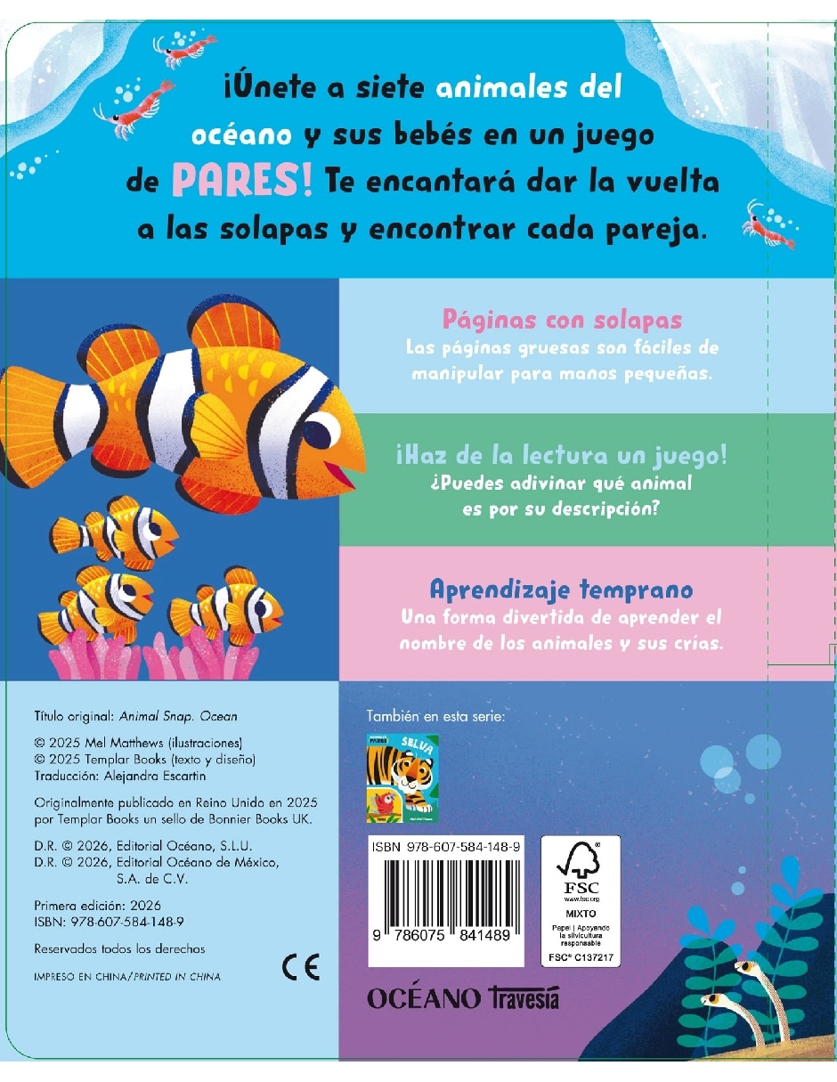 Libro/estuche con libros océano. animales pares de matthews mel