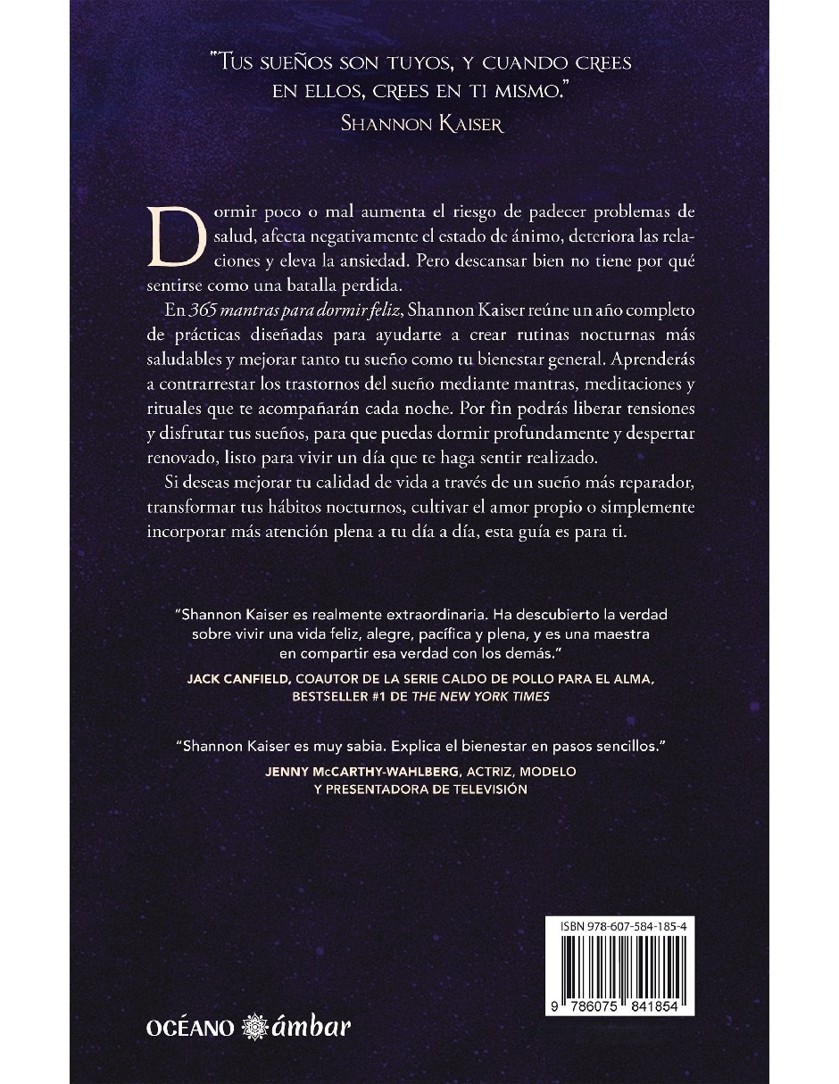 Libro/estuche con libros 365 mantras para dormir feliz. mejora tu descanso alivia tu estrés y disfruta tus sueños. de kaiser shannon