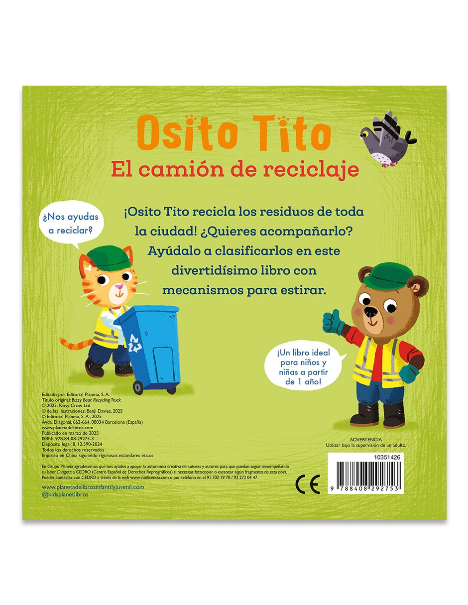 Libro Osito Tito El Camión de Reciclaje de Benji Davies