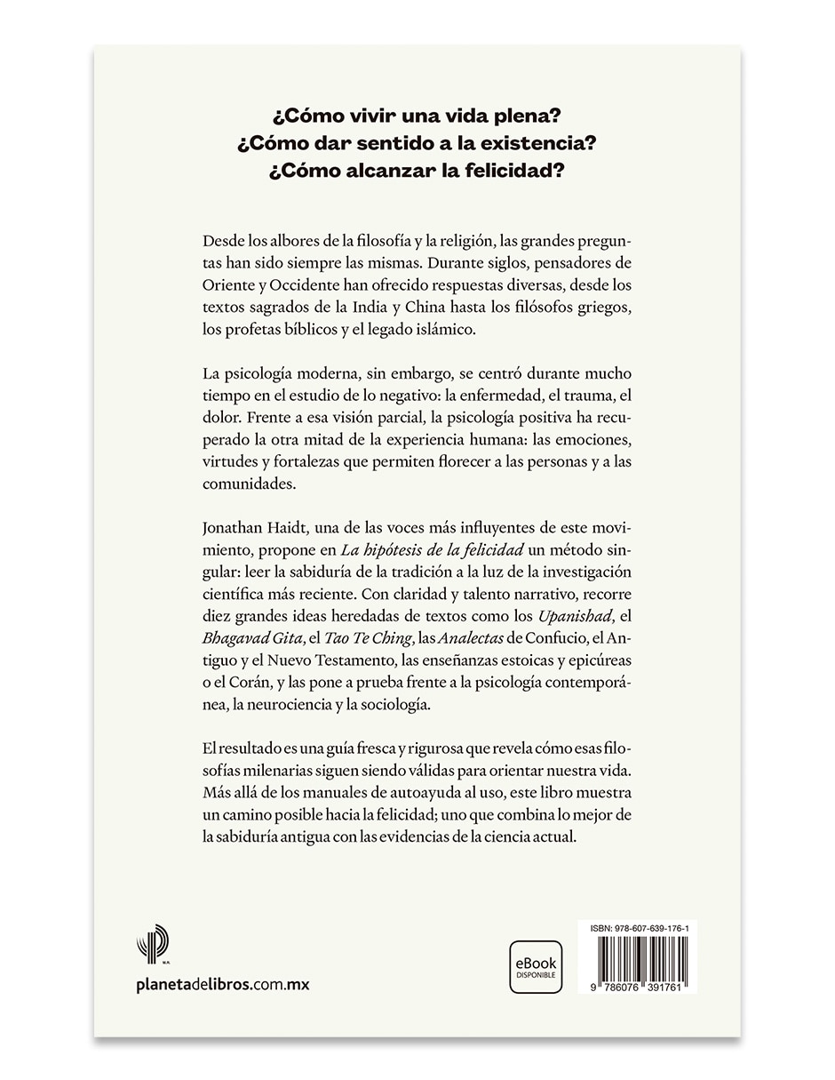 Libro La hipótesis de la felicidad de Jonathan Haidt