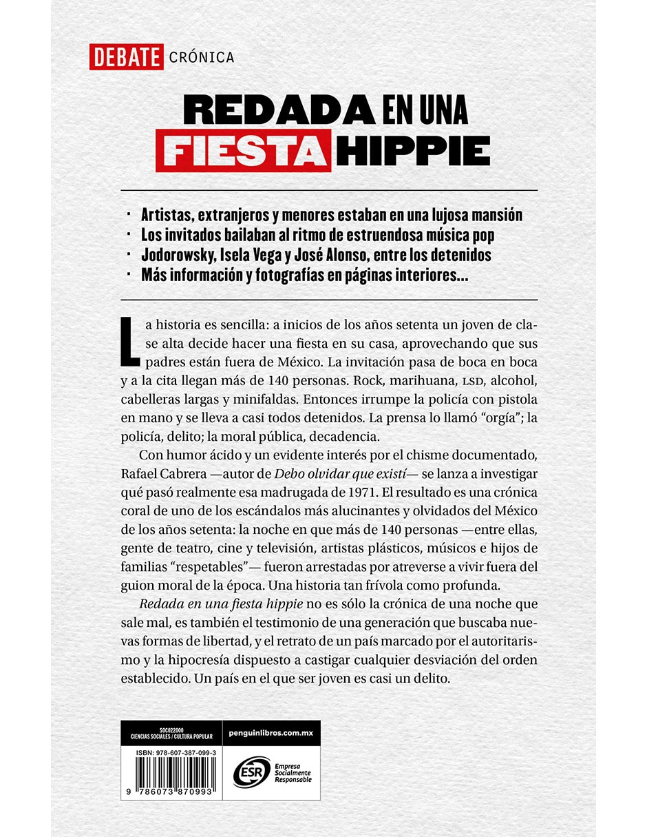 Libro REDADA EN UNA FIESTA HIPPIE de RAFAEL CABRERA