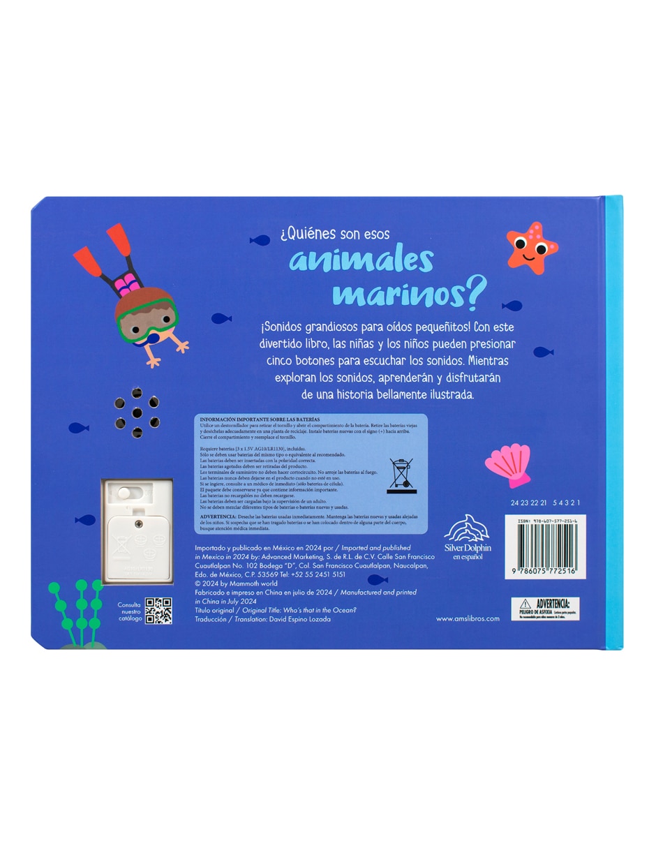 Libro ¡Con Cinco Botones Suavecitos! ¿Quiénes Son Esos Animales Marinos? de Silver Dolphin Libro ¡Con Cinco Botones Suavecitos! ¿Quiénes Son Esos Animales Marinos? de Silver Dolphin
