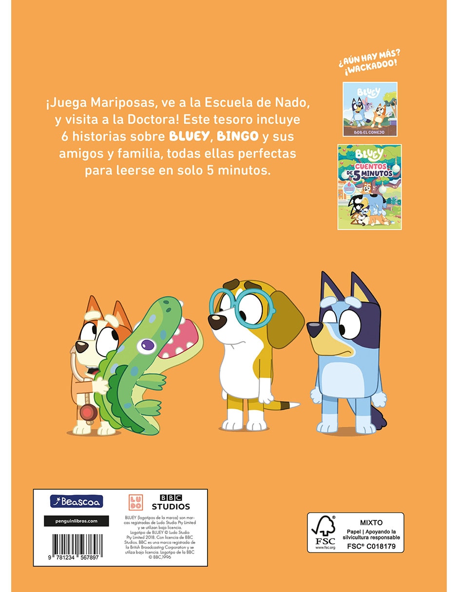 Libro Bluey Más Cuentos de 5 Minutos
