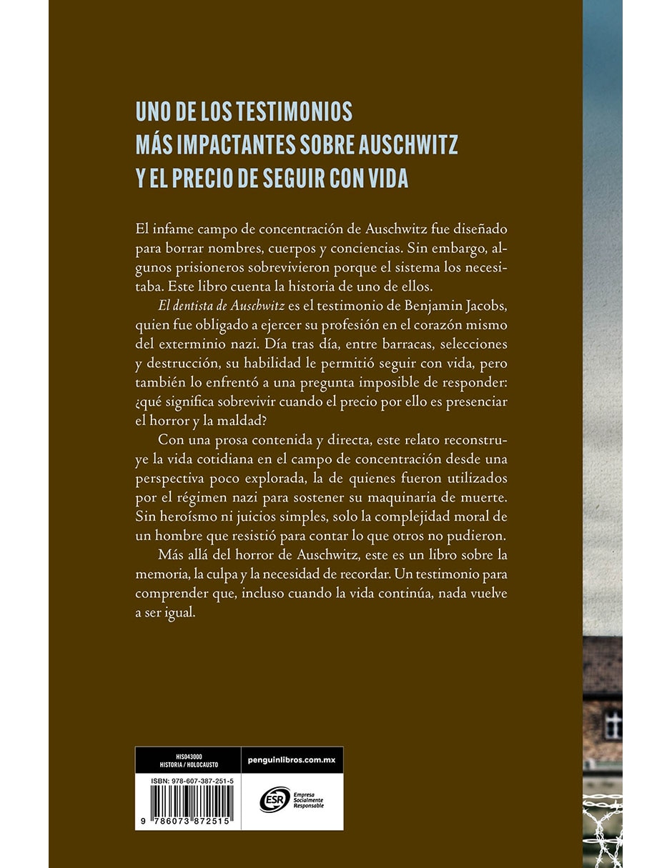 Libro El Dentista de Auschwitz de Benjamin Jacobs