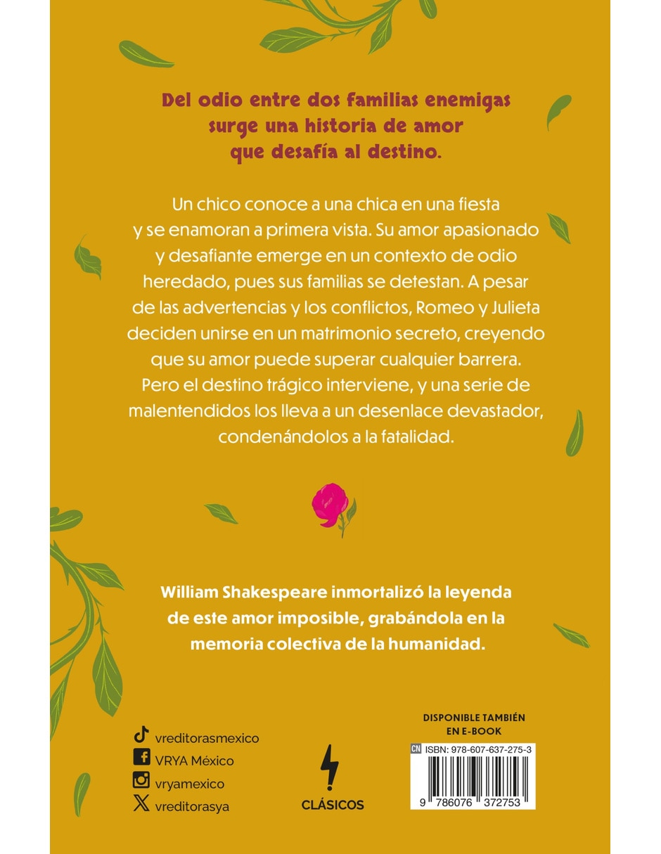 Libro Romeo y Julieta de William Shakespeare