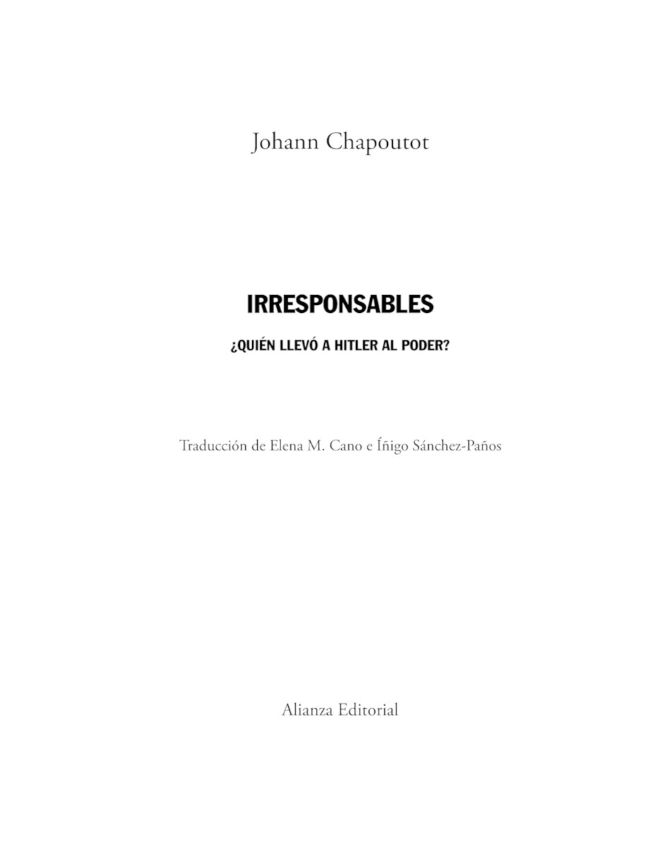 Libro Irresponsables de Chapoutot Johann