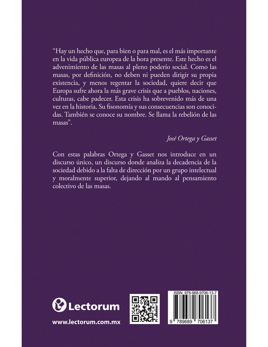 Libro LA REBELIÓN DE LAS MASAS de JOSE ORTEGA Y GASSET
