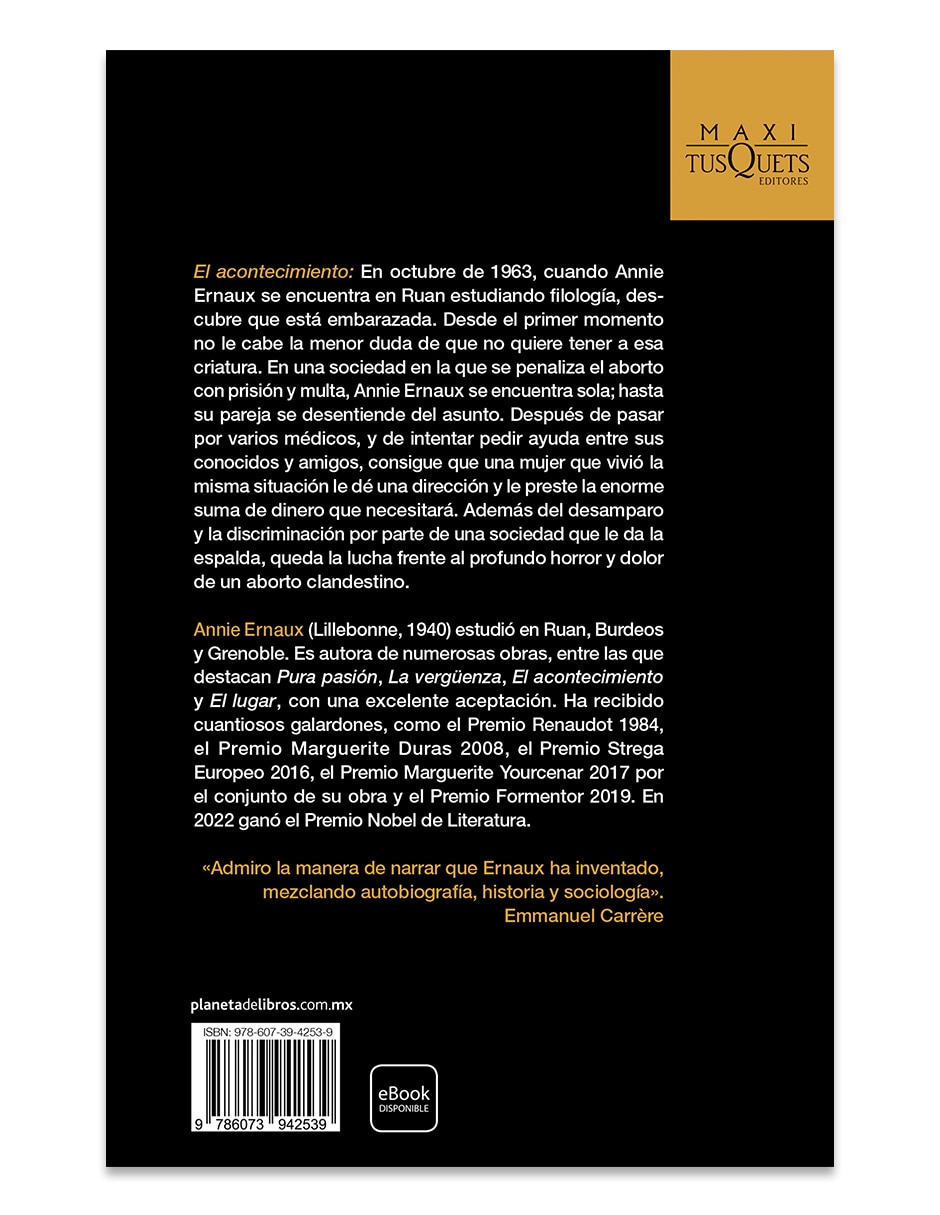 Libro El Acontecimiento de Annie Ernaux Libro El Acontecimiento de Annie Ernaux