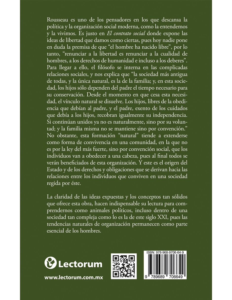 Libro EL CONTRATO SOCIAL de JEAN JACQUES ROUSSEAU