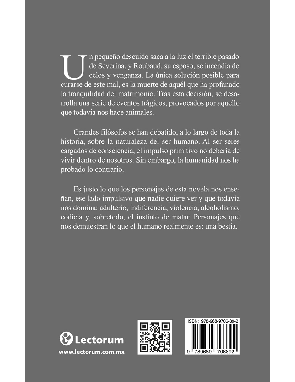 Libro La Bestia Humana de Émile Zola