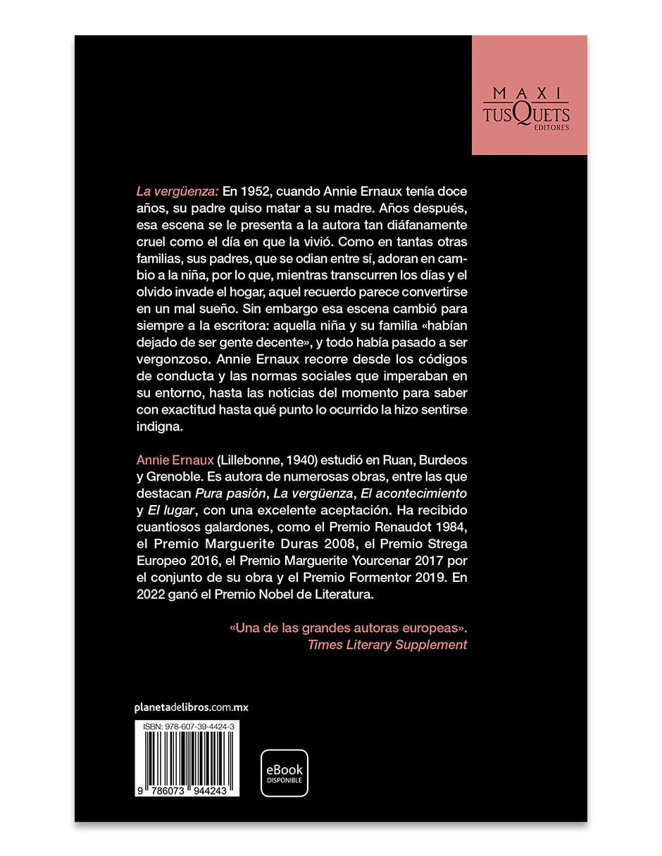 Libro La Vergüenza de Annie Ernaux 2