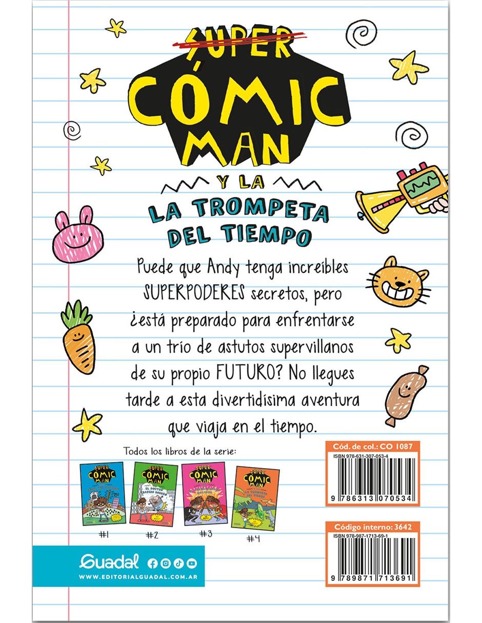 Libro/estuche con libros super cómic man y la trompeta del tiempo de jess bradley Libro/estuche con libros super cómic man y la trompeta del tiempo de jess bradley