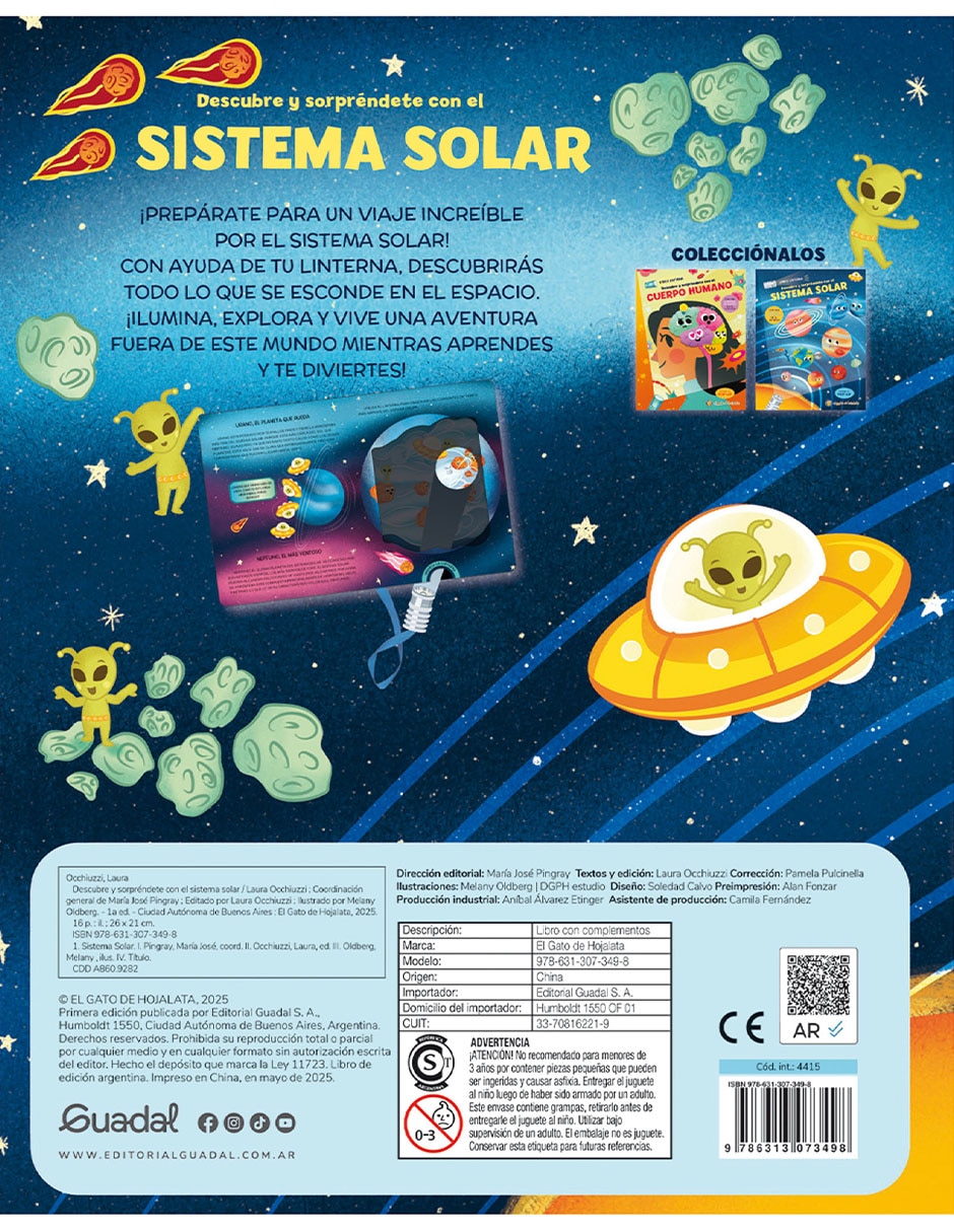 Libro/estuche con libros libros linterna: sistema solar de Guadal