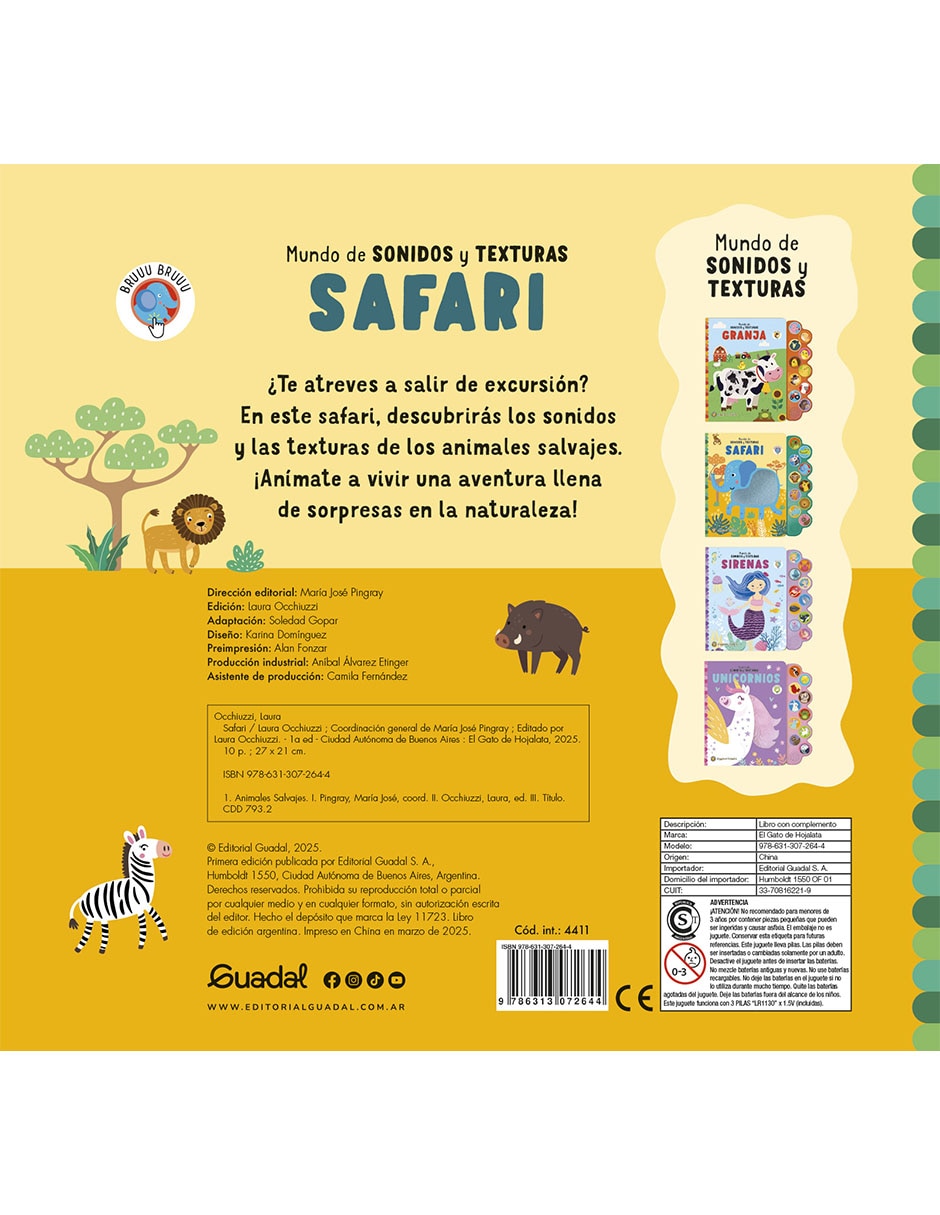 Libro Mundo de Sonidos Y Texturas: Safari de Editorial Guadal