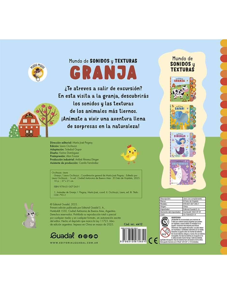 LIBRO MUNDO DE SONIDOS Y TEXTURAS: GRANJA de EDITORIAL GUADAL