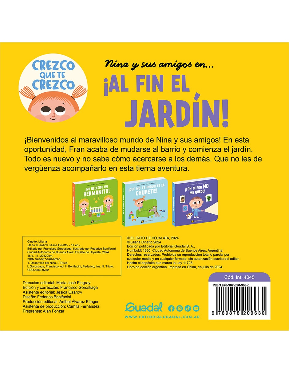 Libro crezco que te crezco: ¡al fin el jardín! De editorial guadal Libro crezco que te crezco: ¡al fin el jardín! De editorial guadal