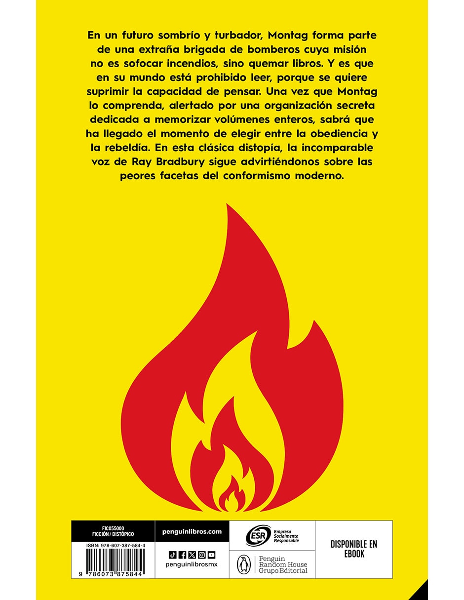 Libro Fahrenheit 451 de Ray Bradbury