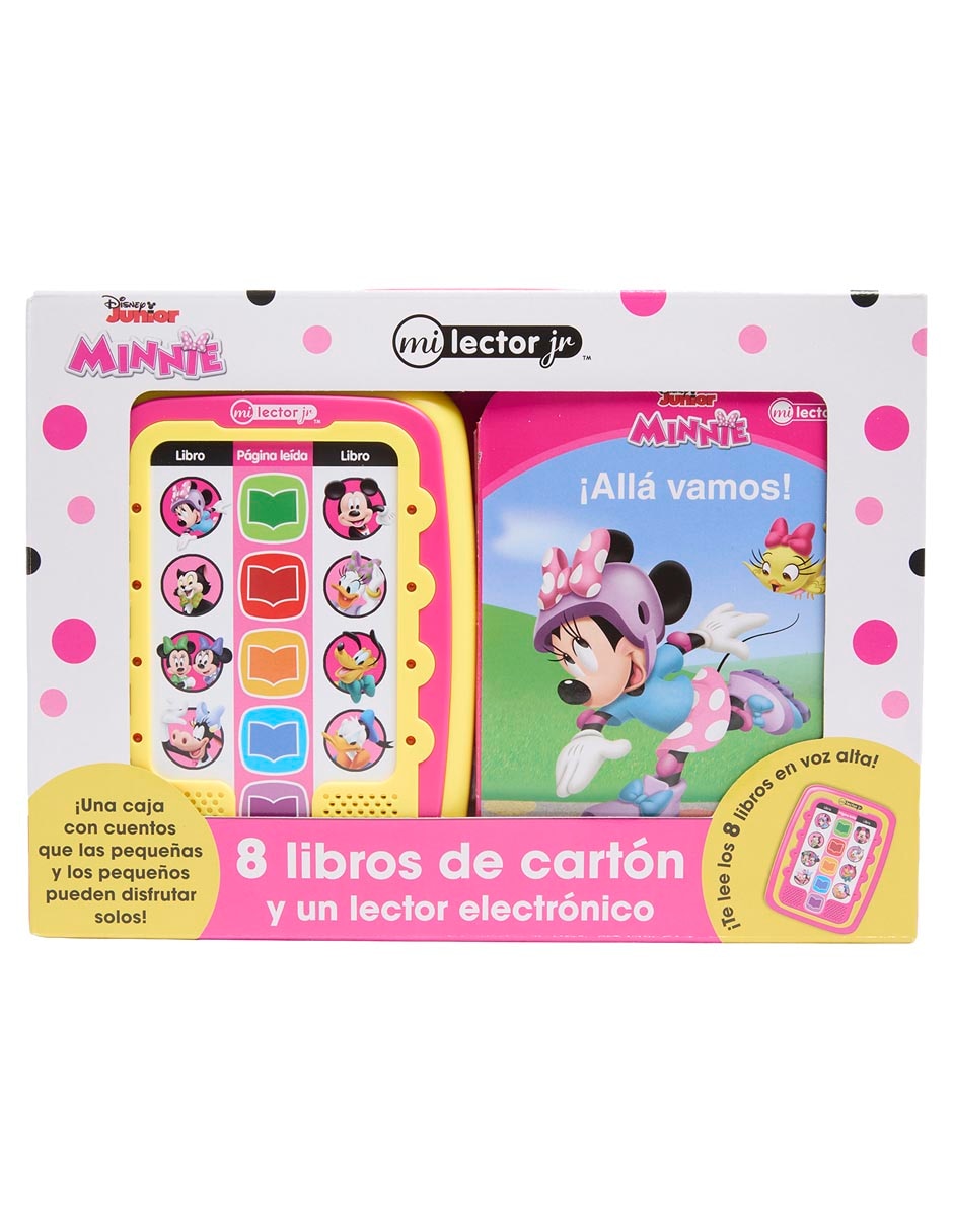 Estuche con 8 libros de cartón y un lector electrónico minnie