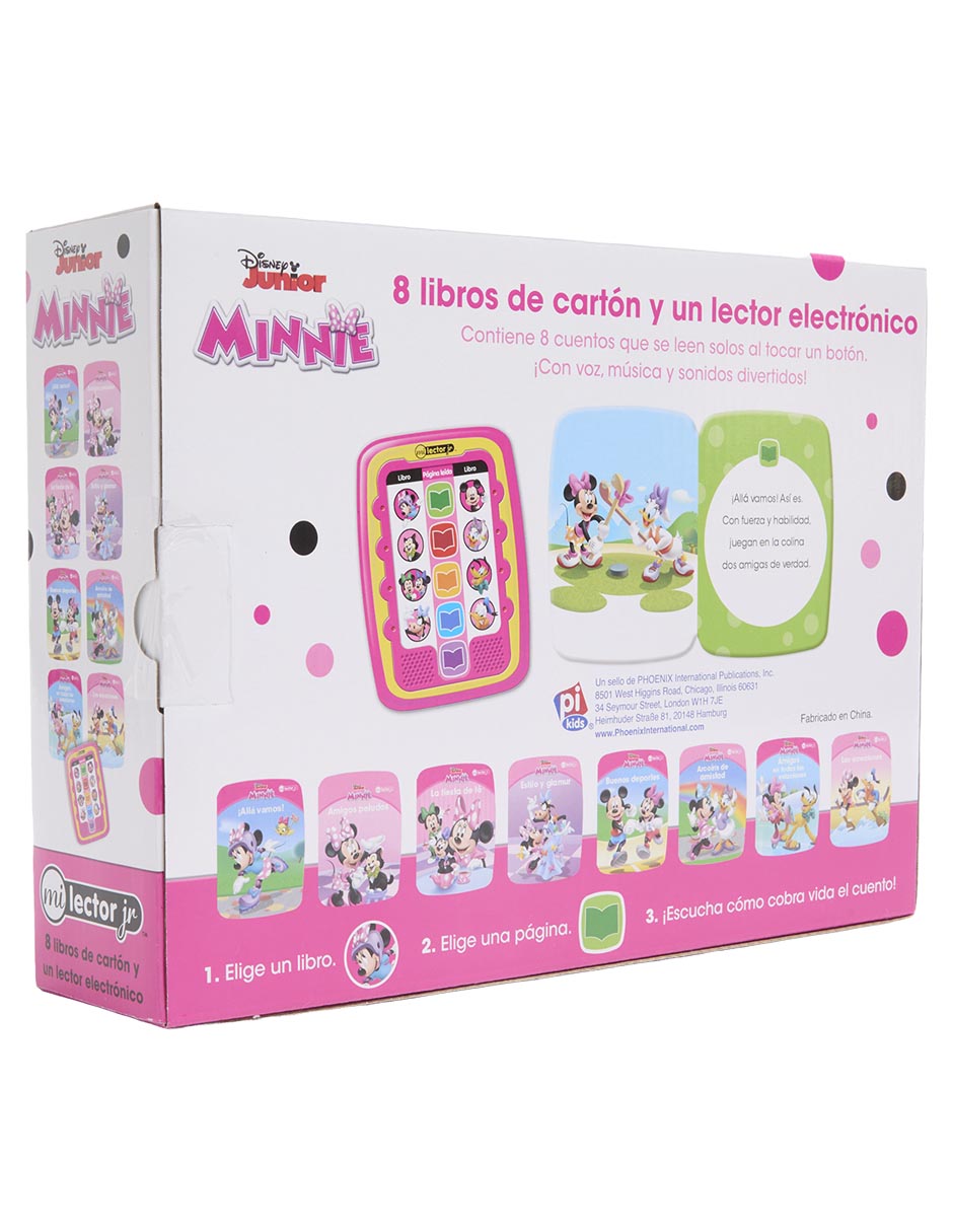 Estuche con 8 libros de cartón y un lector electrónico minnie