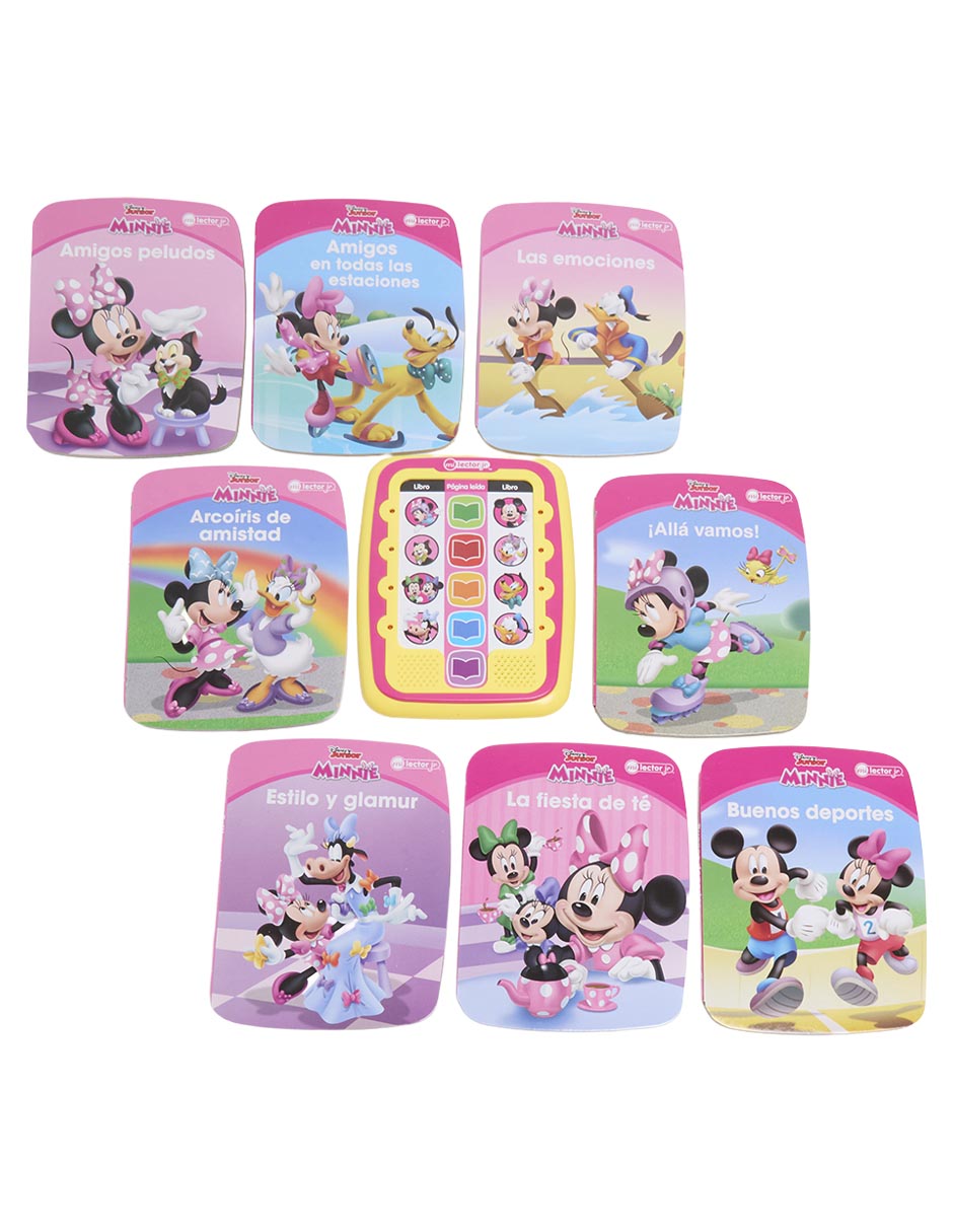 Estuche con 8 libros de cartón y un lector electrónico minnie