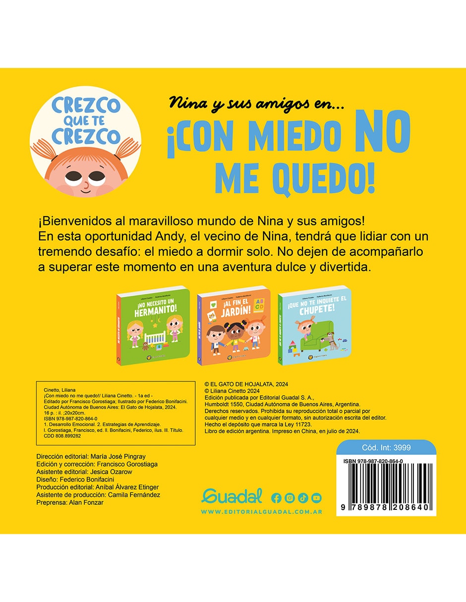 LIBRO CREZCO QUE TE CREZCO: ¡CON MIEDO NO ME QUEDO! de EDITORIAL GUADAL