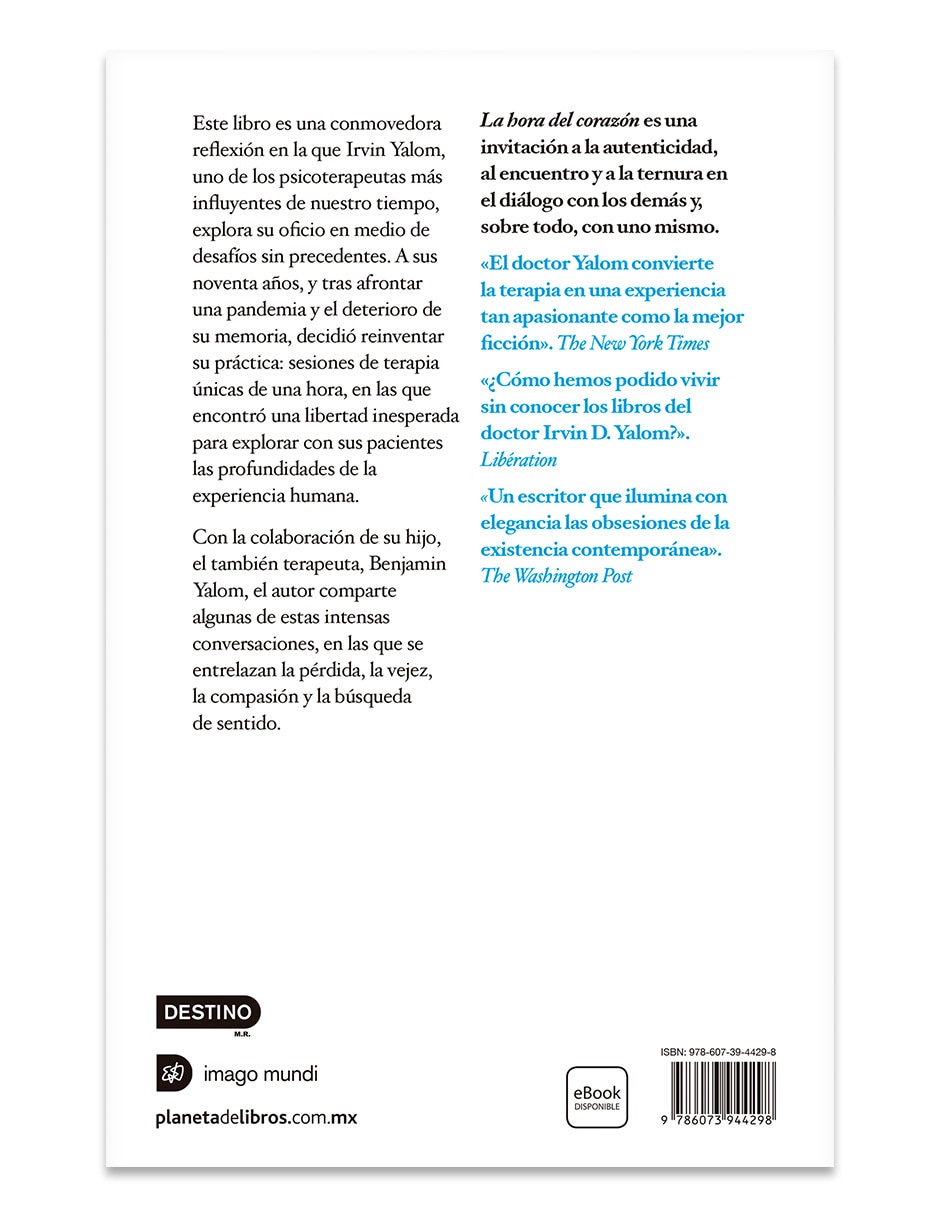 Libro La Hora Del Corazón De Irvin D Yalom 2