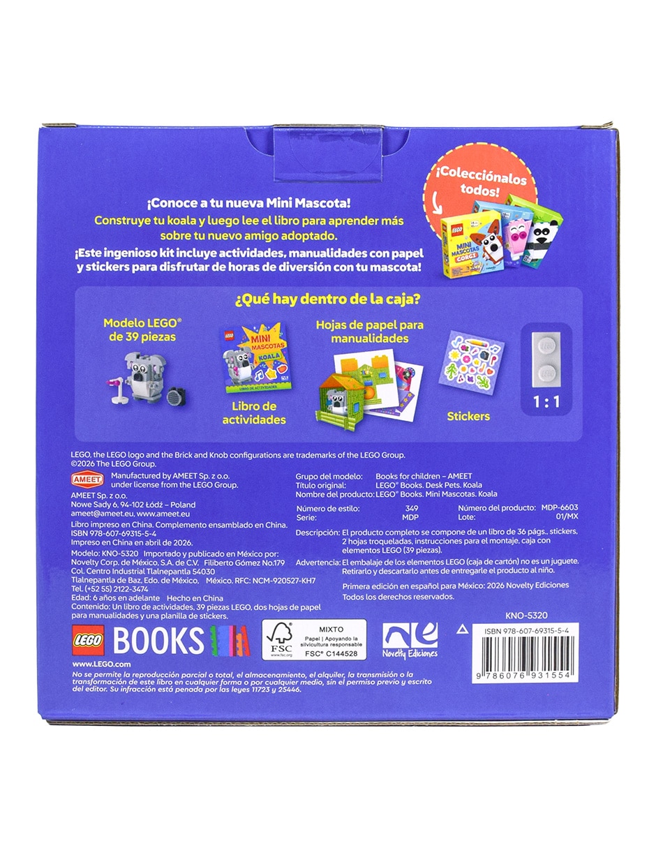 Libro de actividades lego mini mascotas koala de ediciones 2