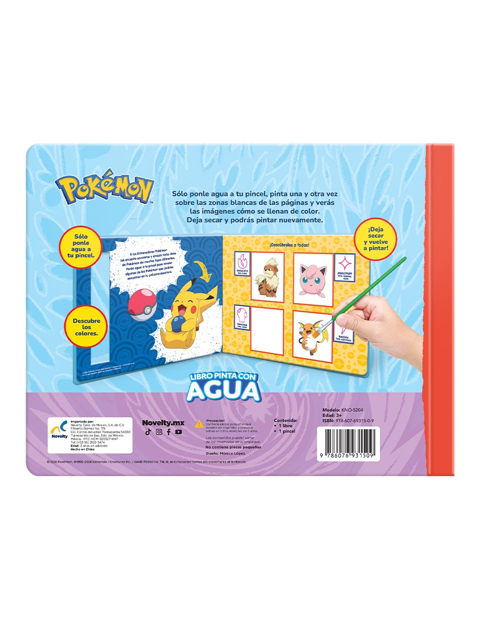 Libro pinta con agua pokemon de ediciones 2