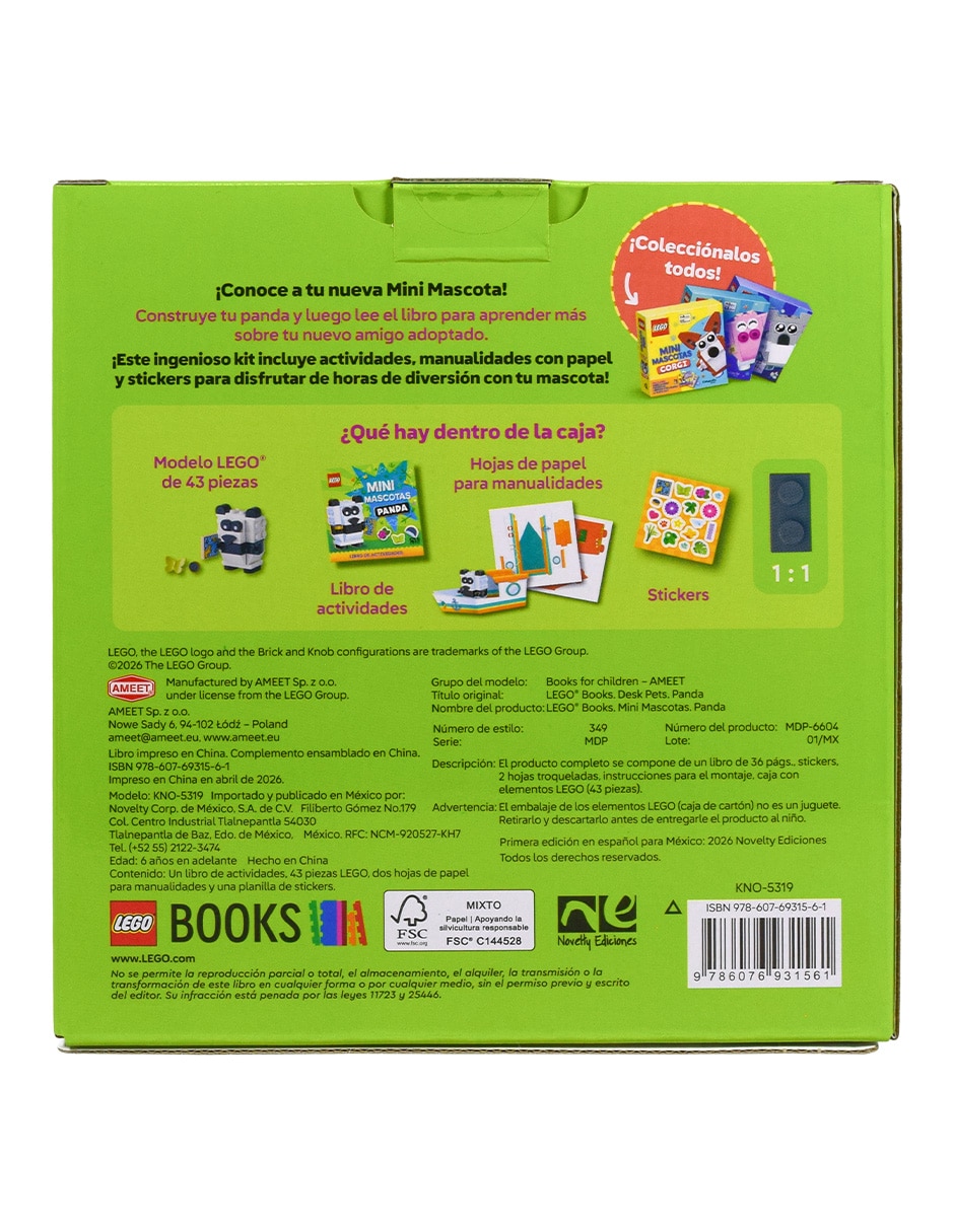Libro de actividades lego mini mascotas panda de ediciones 2