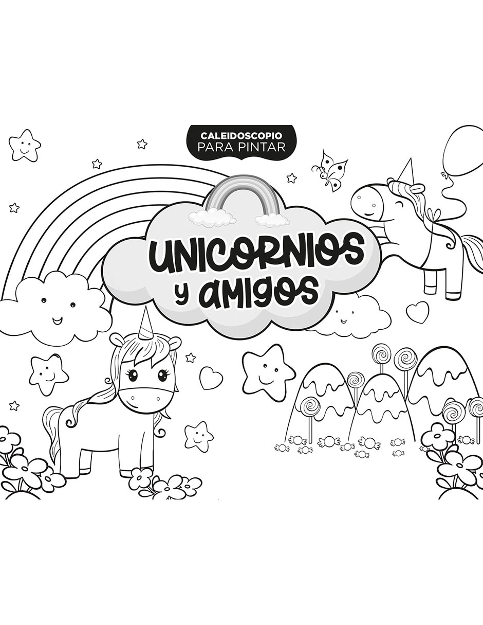 LIBRO CALEIDOSCOPIO PARA PINTAR: UNICORNIOS Y AMIGOS de EDITORIAL GUADAL 2