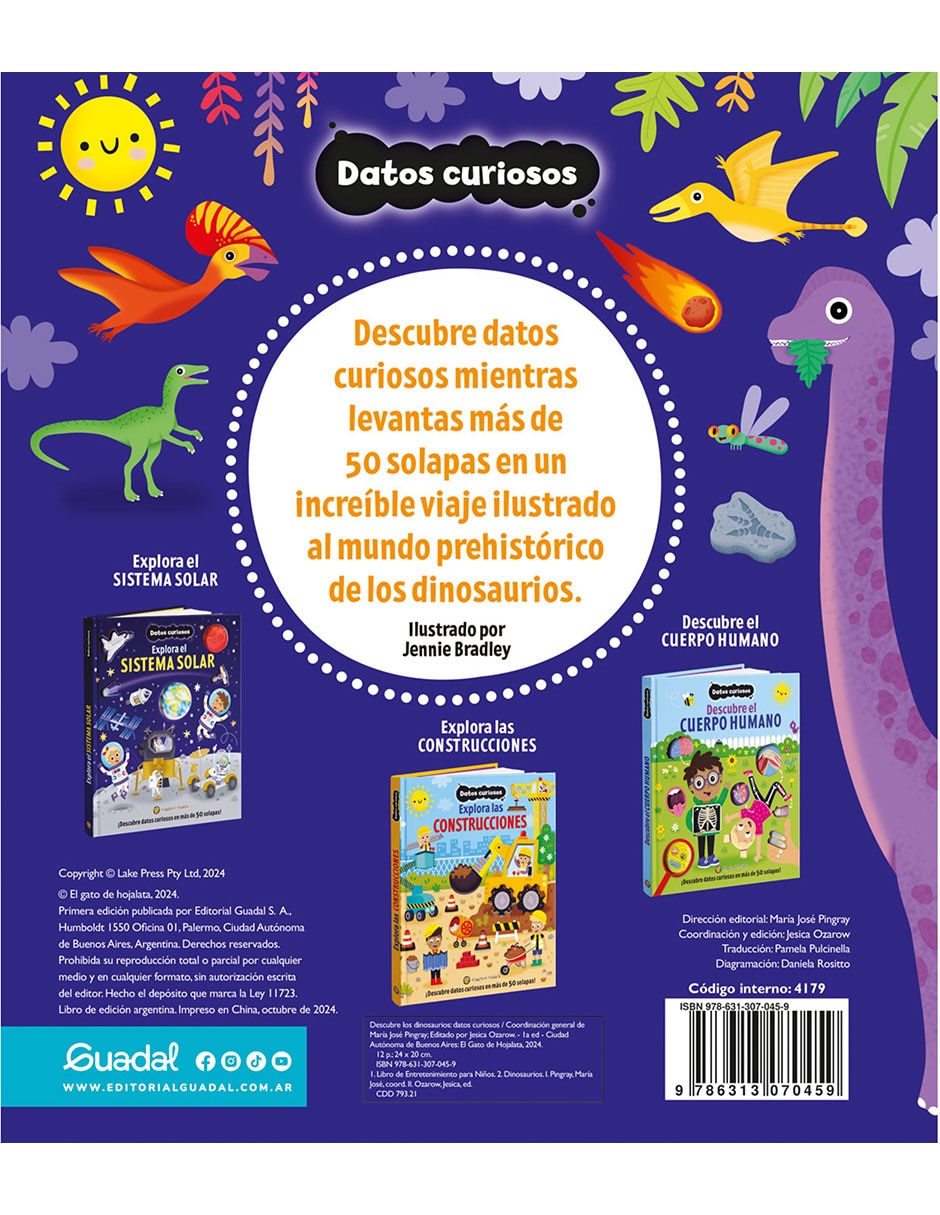 LIBRO DATOS CURIOSOS. DESCUBRE LOS DINOSAURIOS de EDITORIAL GUADAL 2