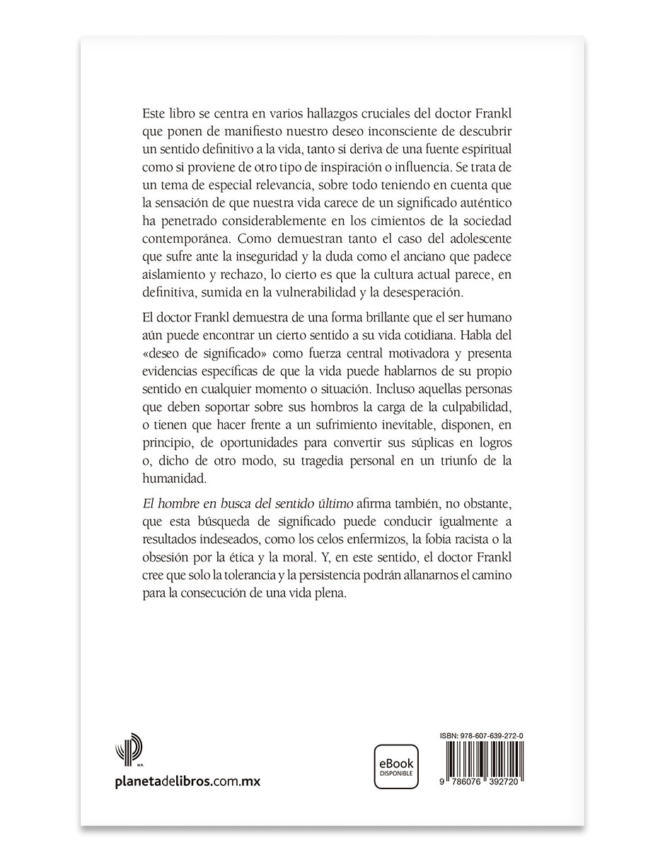 Libro El Hombre En Busca Del Sentido Último Td De Viktor E. Frankl