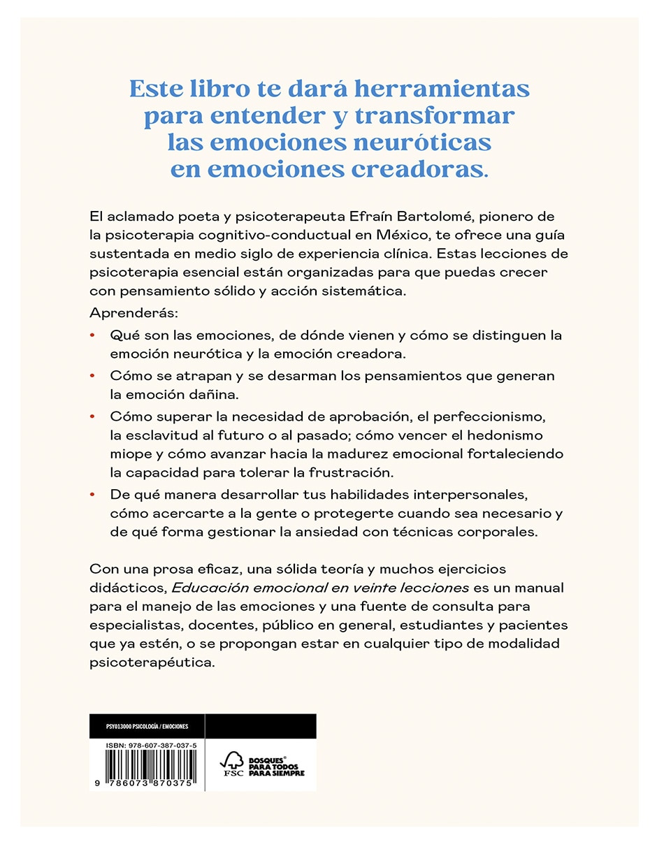 Libro libro educación emocional en 20 lecciones- efrain bartolome- grijalbo de efraín bartolomé 3